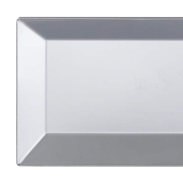 Smarty Had A Party 5.5" x 8.5" Silver Rectangular Plastic Dessert Plates (120 Plates), 120PK 6943-CASE - main
